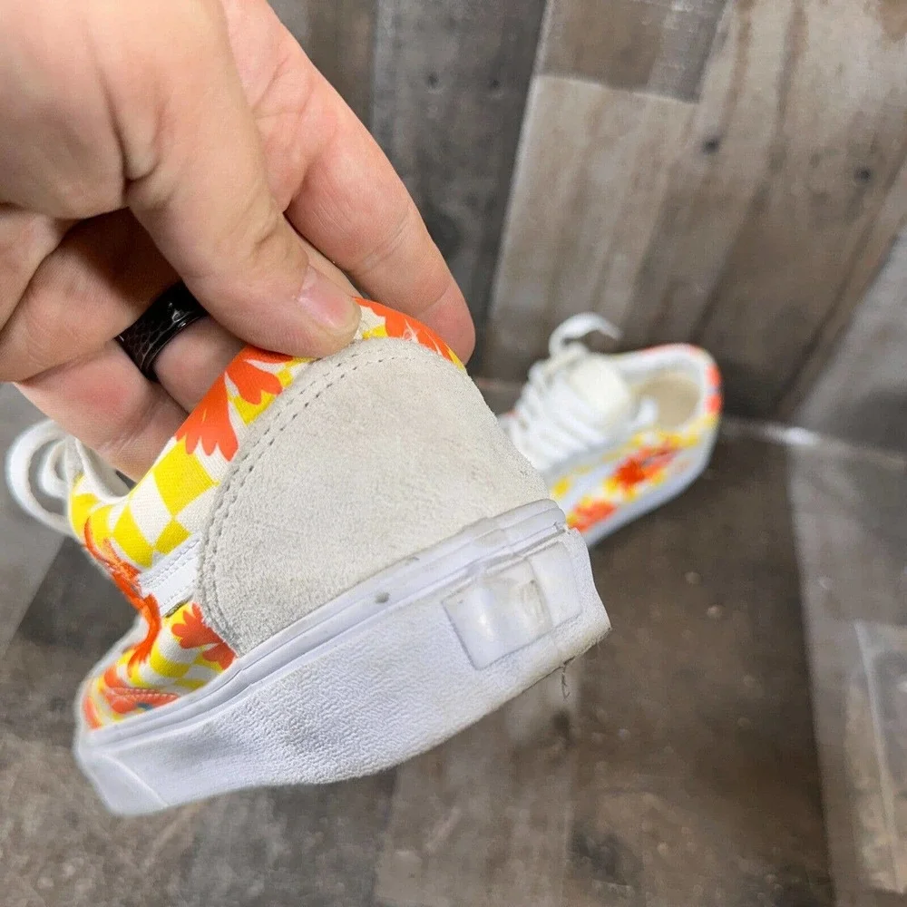 Vans Old Skool CHECKERBOARD FLORAL BLANC DE Womens 8.5,‎ Mens 7 Unisex